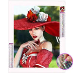 Broderie Diamant Femme Chapeau Rouge - Vignette | My Diamond Painting