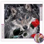 Broderie Diamant Loup avec une Rose - Vignette | My Diamond Painting
