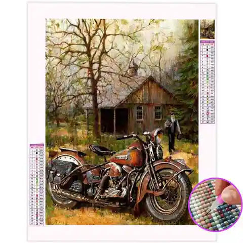 Kit Diamant Painting Moto – Broderie Diamant 30x40 Cm, Art DIY Adulte, Décoration Murale à Faire Soi-même