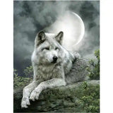 Broderie Diamant Loup avec Lune | My Diamond Painting