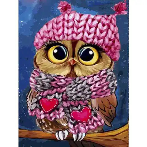 Kit Broderie Diamant Chouette DIY - Déco Murale Animale 30x40cm - Loisir Créatif Relaxant