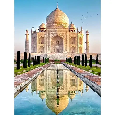 Broderie Diamant Plein Taj Mahal, Inde Diamond Painting Strass,Broderie Diamant Kit Complet Pour Adulte Et Enfant De Noël Murale De La Maison Décoration D'Intérieur, 30 X 40 Cm