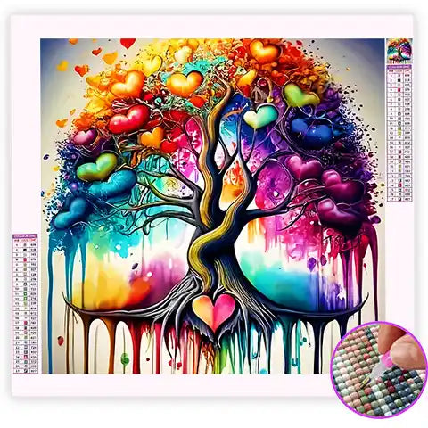 Broderie Diamant Arbre de Vie Cœur
