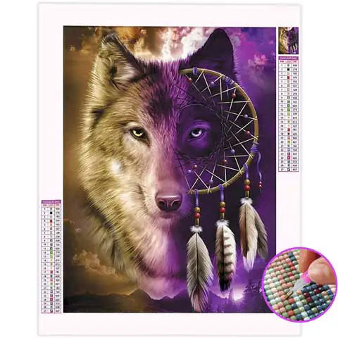 Broderie Diamant Attrape rêve Loup Indien | My Diamond Painting