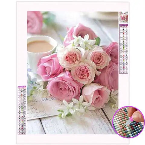 Broderie Diamant Bouquet de Fleurs Tasse Café | My Diamond Painting