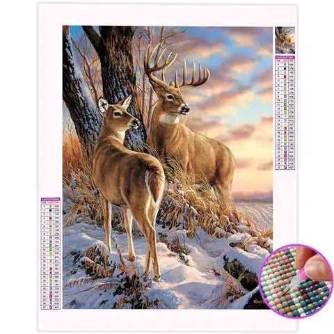 Broderie Diamant Cerf dans la Neige | My Diamond Painting