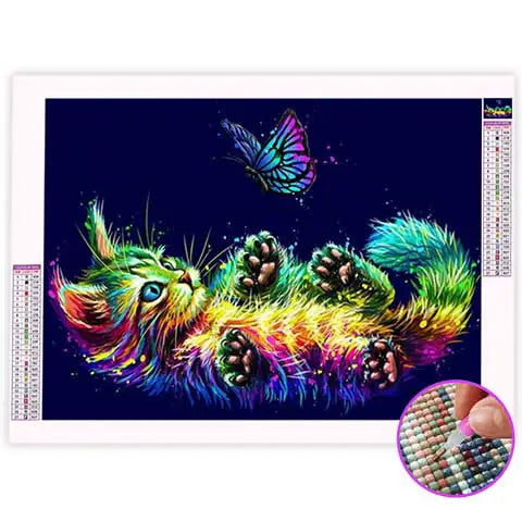 Broderie Diamant Chat Coloré | My Diamond Painting