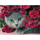 Broderie Diamant Chat Fleurs | My Diamond Painting