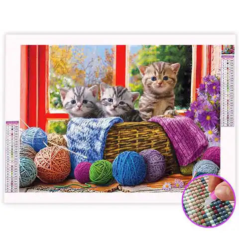 Broderie Diamant Chat Pelotes de Laine | My Diamond Painting