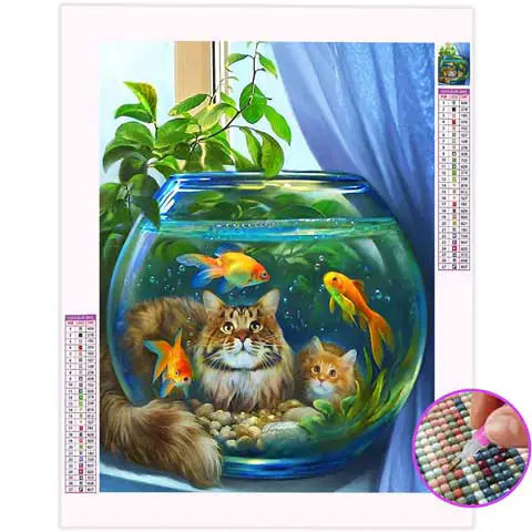 Broderie Diamant Chat et Aquarium | My Diamond Painting
