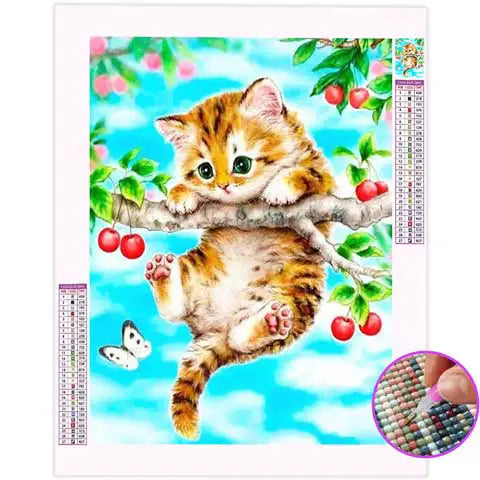 Broderie Diamant Chat sur une Branche | My Diamond Painting
