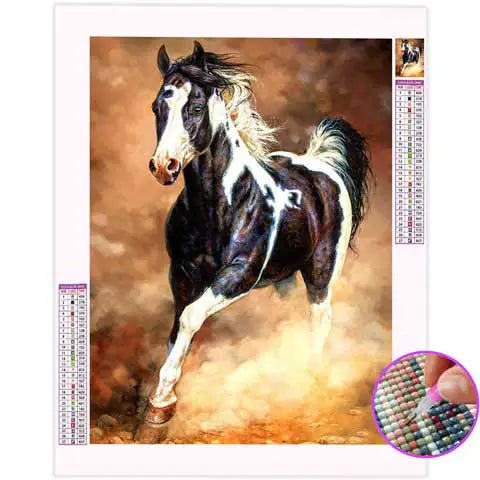 Broderie Diamant Cheval Noir et Blanc | My Diamond Painting
