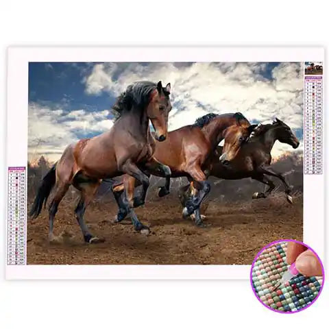 Broderie Diamant Chevaux dans le Désert | My Diamond Painting