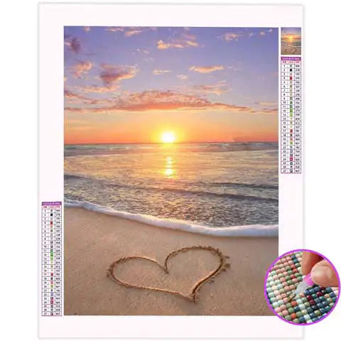 Broderie Diamant Cœur sur la Plage | My Diamond Painting