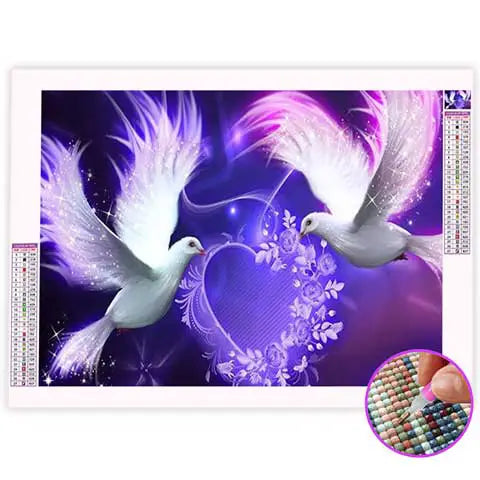 Broderie Diamant Colombes dans un Cœur | My Diamond Painting