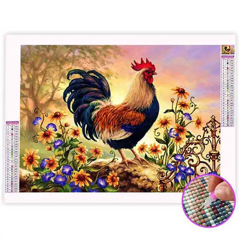 MXJSUA 5D Diamond Painting Coq Animaux Diamant Painting Diamant Animaux