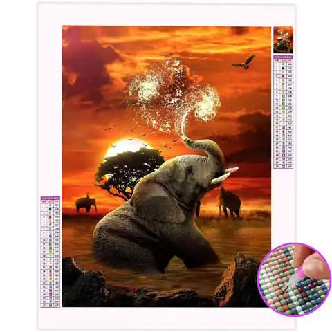 Broderie Diamant Éléphant Coucher de Soleil | My Diamond Painting