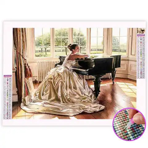Broderie Diamant Femme au Piano | My Diamond Painting