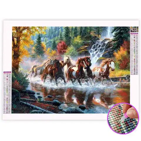 Broderie Diamant Groupe de Chevaux | My Diamond Painting