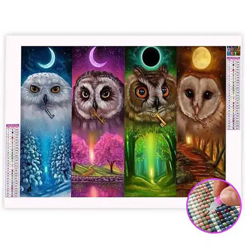 Broderie Diamant Hiboux et Phase de Lune | My Diamond Painting