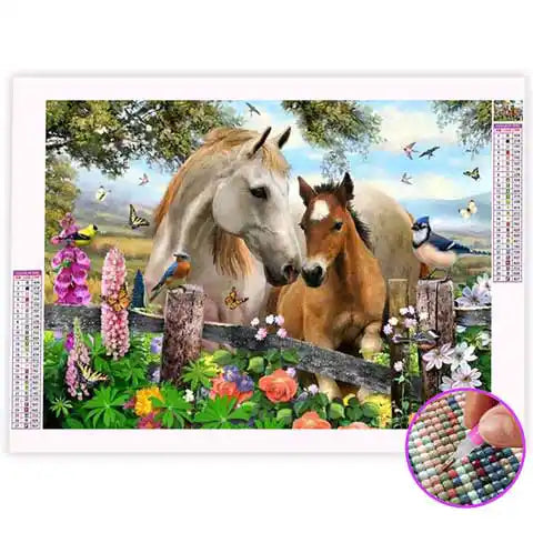Broderie Diamant Jument et son Petit | My Diamond Painting