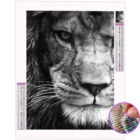 Broderie Diamant Lion Noir et Blanc | My Diamond Painting