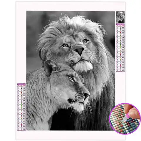 Broderie Diamant Lion et Lionne | My Diamond Painting