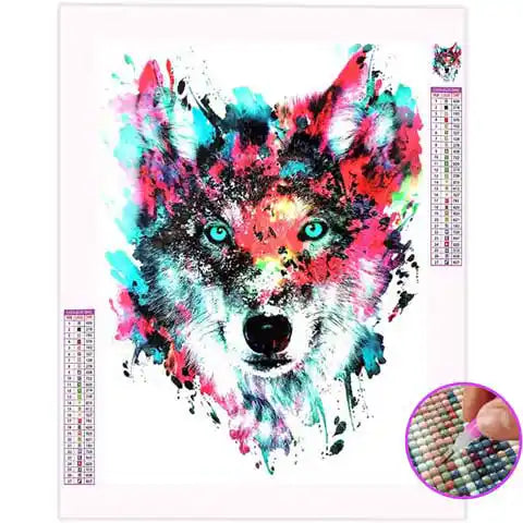 Broderie Diamant Loup Coloré | My Diamond Painting