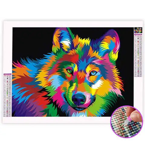 Broderie Diamant Loup Multicolore | My Diamond Painting
