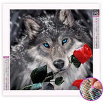 Broderie Diamant Loup avec une Rose | My Diamond Painting