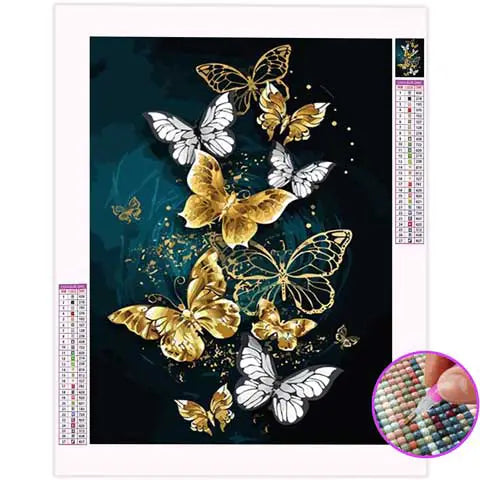 Kit de broderie Diamant - Chat bengal et papillon - Diamond Painting