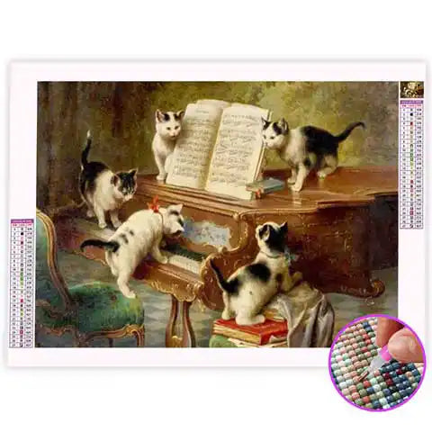 Broderie Diamant Piano et Chat | My Diamond Painting