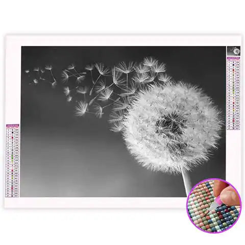 Broderie Diamant Pissenlit Noir et Blanc | My Diamond Painting