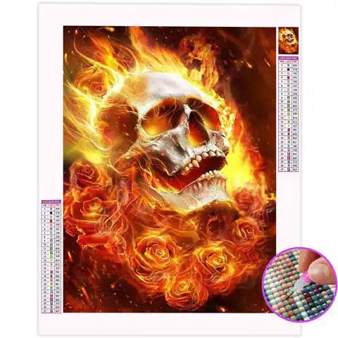 Broderie Diamant Tête de Mort Flamme | My Diamond Painting