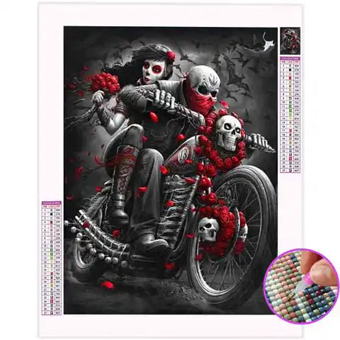 Broderie Diamant Tête de Mort Moto | My Diamond Painting