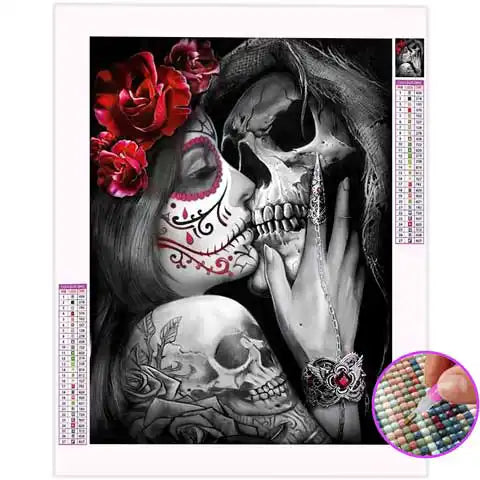 Broderie Diamant Tête de Mort Noir et Blanc | My Diamond Painting