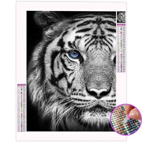 Broderie Diamant Tigre Noir et Blanc | My Diamond Painting