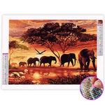 Broderie Diamant Troupeau Éléphant - Vignette | My Diamond Painting