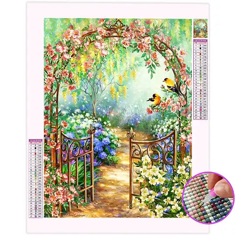 Broderie Diamant Arche de Fleurs