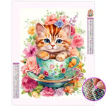 Broderie Diamant Chat dans une Tasse