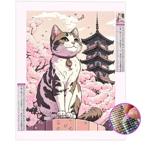 Broderie Diamant Chat Japonais