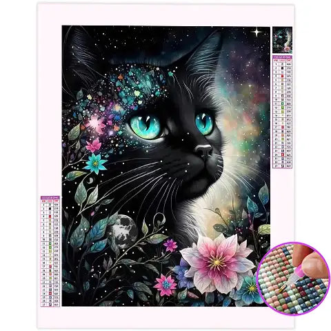 Broderie Diamant Chat Noir