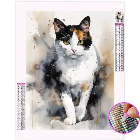 Broderie Diamant Chat Tricolore