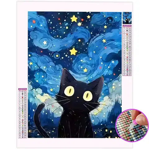 Broderie Diamant Chat Van Gogh