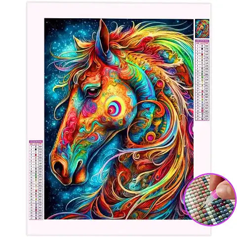 Broderie Diamant Cheval Coloré