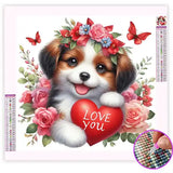 Broderie Diamant Chien Cœur