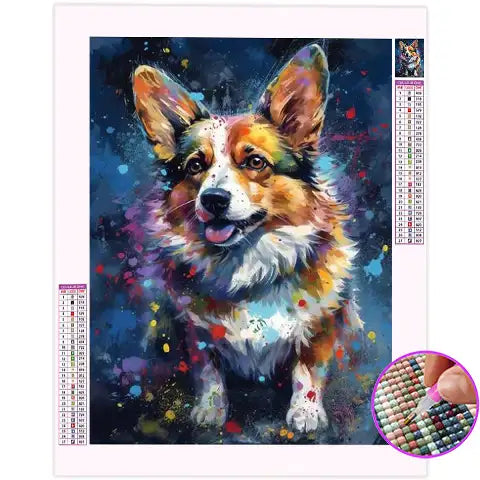 Broderie Diamant Corgi