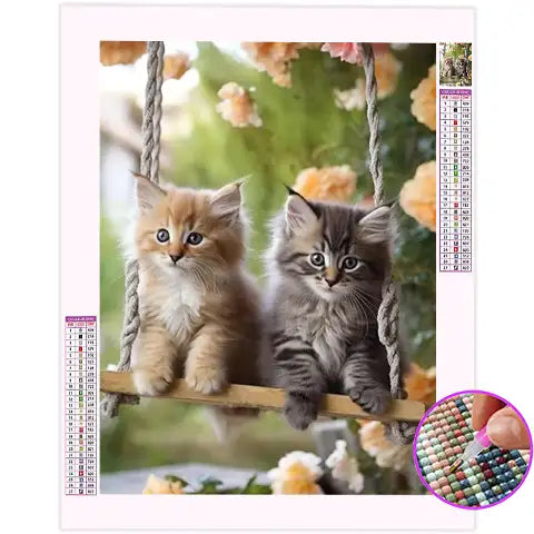 Broderie Diamant Deux Chatons
