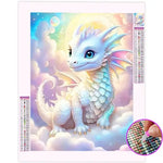 Broderie Diamant Dragon Blanc