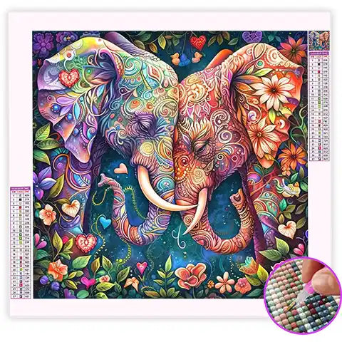 Broderie Diamant Éléphant Multicolore